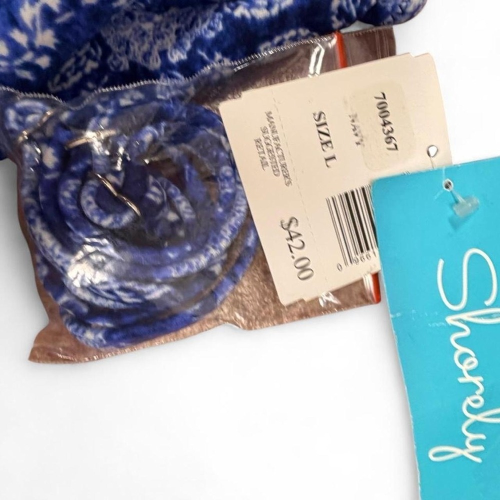 Shorely Blue Floral Bandeau Crop Swim Top Size L NWT - Picture 3 of 4